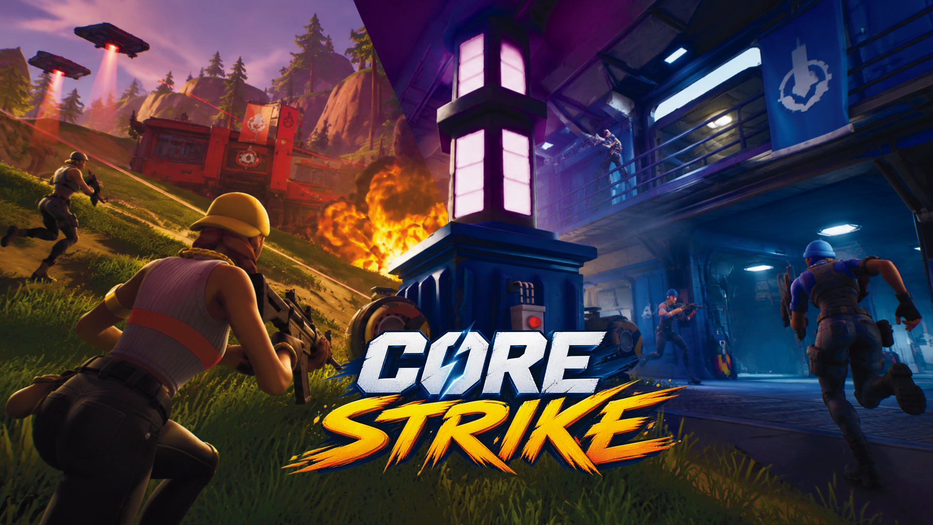 Core Strike — two teams fighting around an energy Core